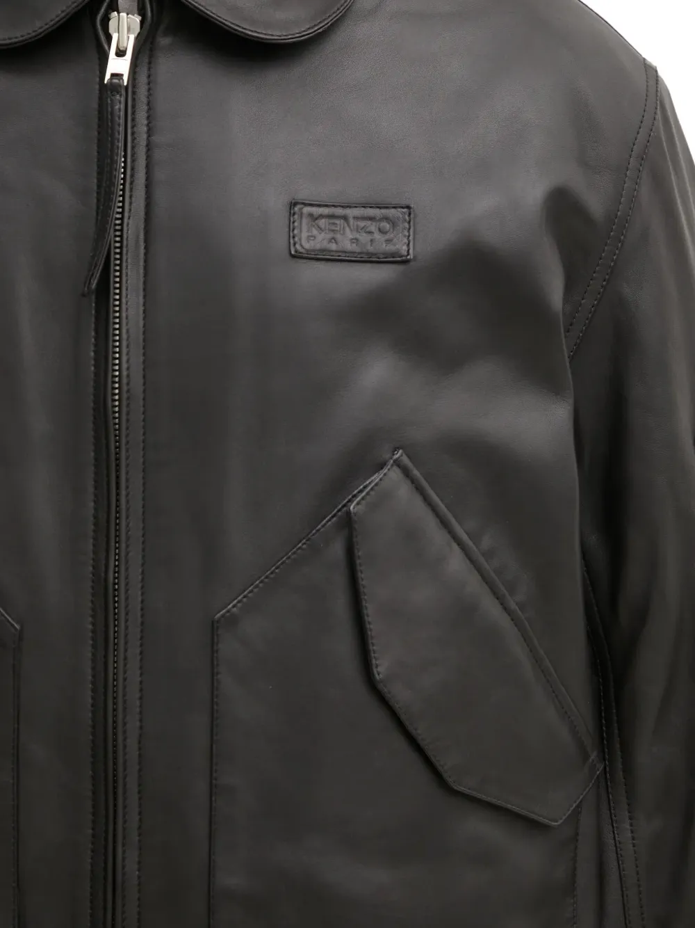 Kenzo Leren jack Zwart