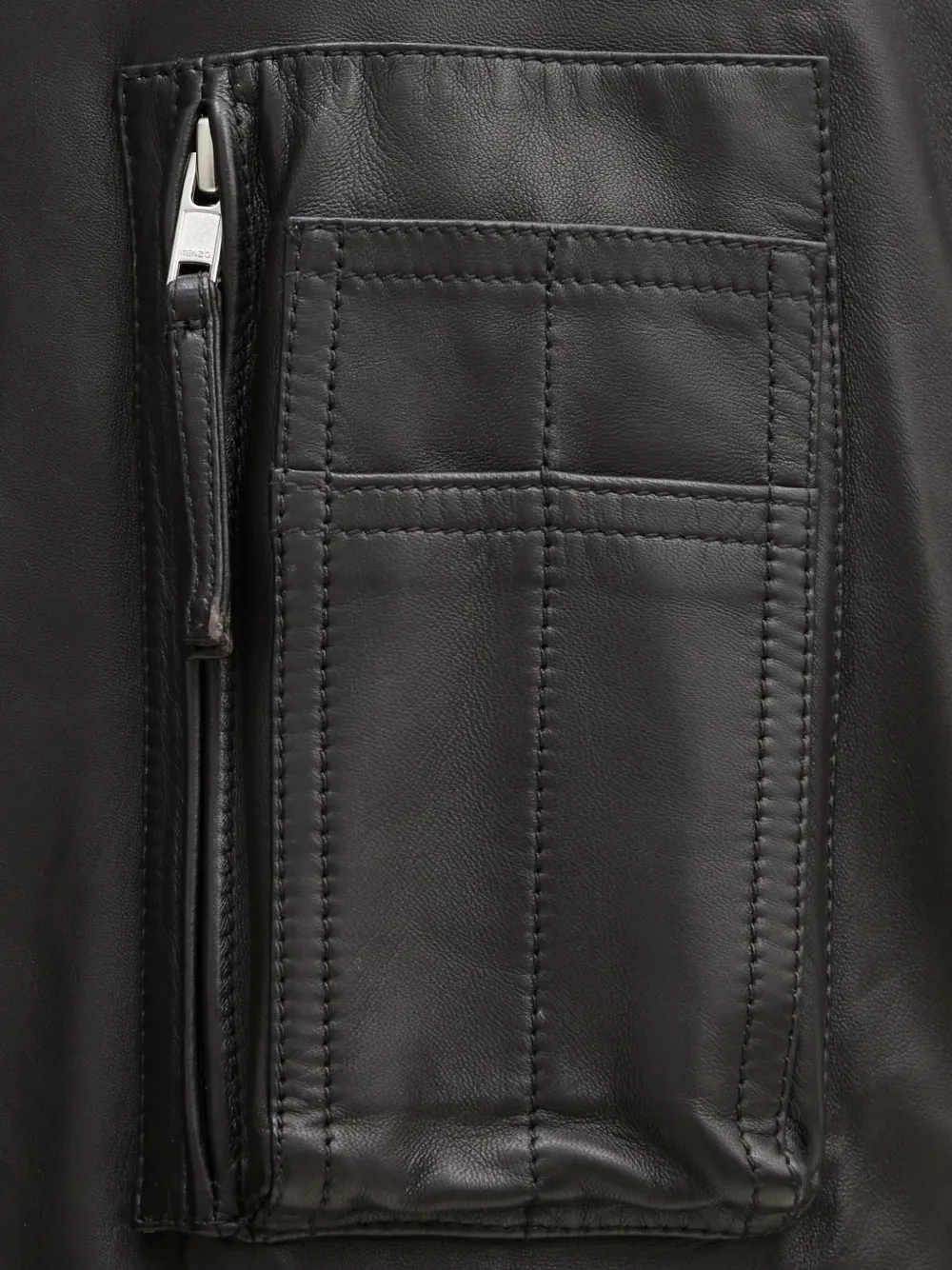 Kenzo Leren jack Zwart