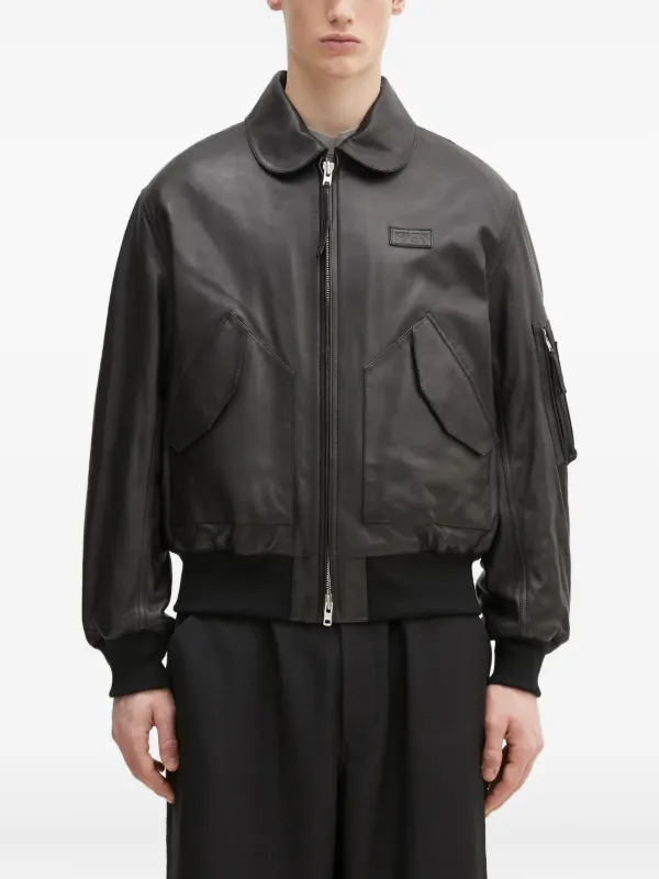 Kenzo ジップアップ レザージャケット | ブラック | FARFETCH JP