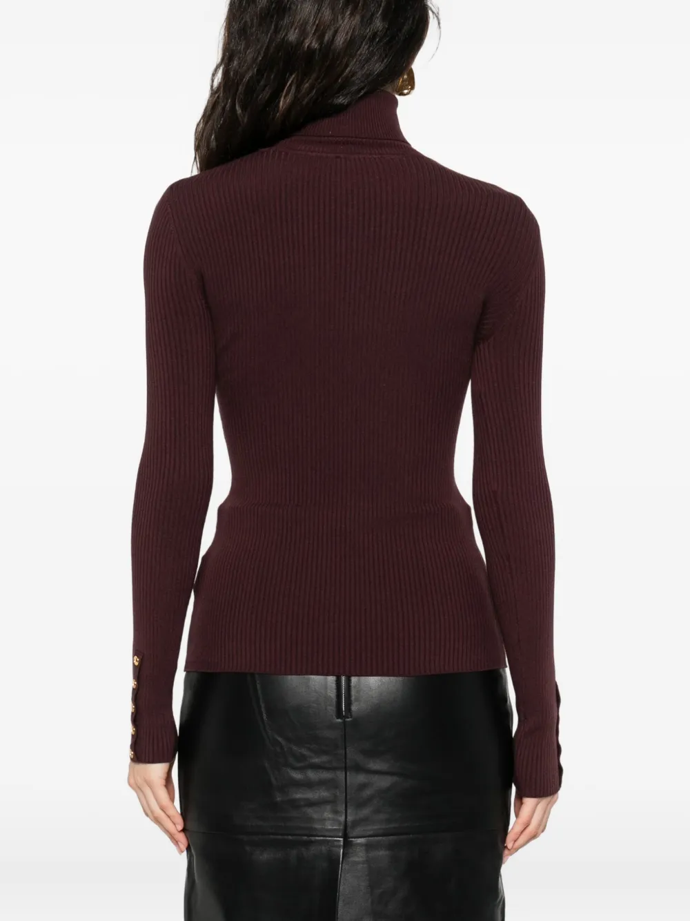 Elisabetta Franchi ribbed turtleneck top Paars