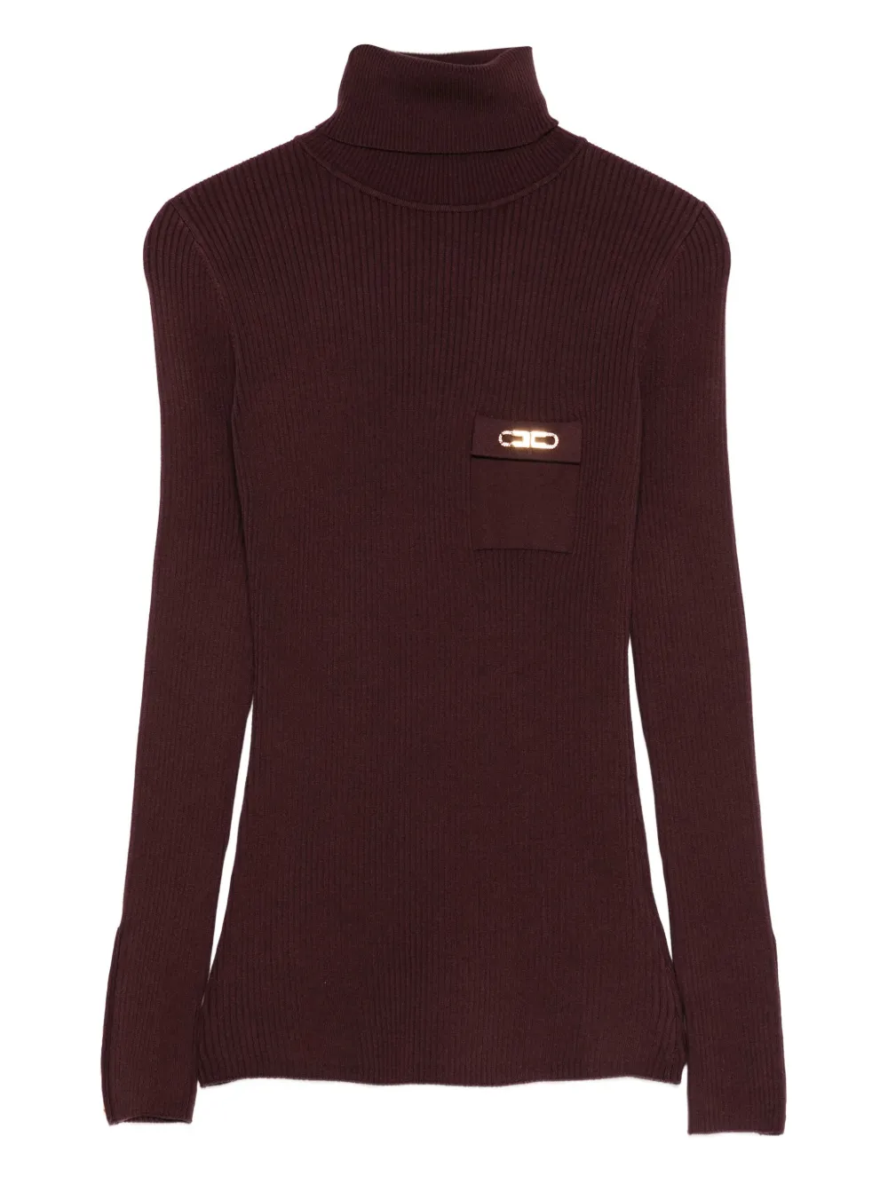 Elisabetta Franchi ribbed turtleneck top Paars