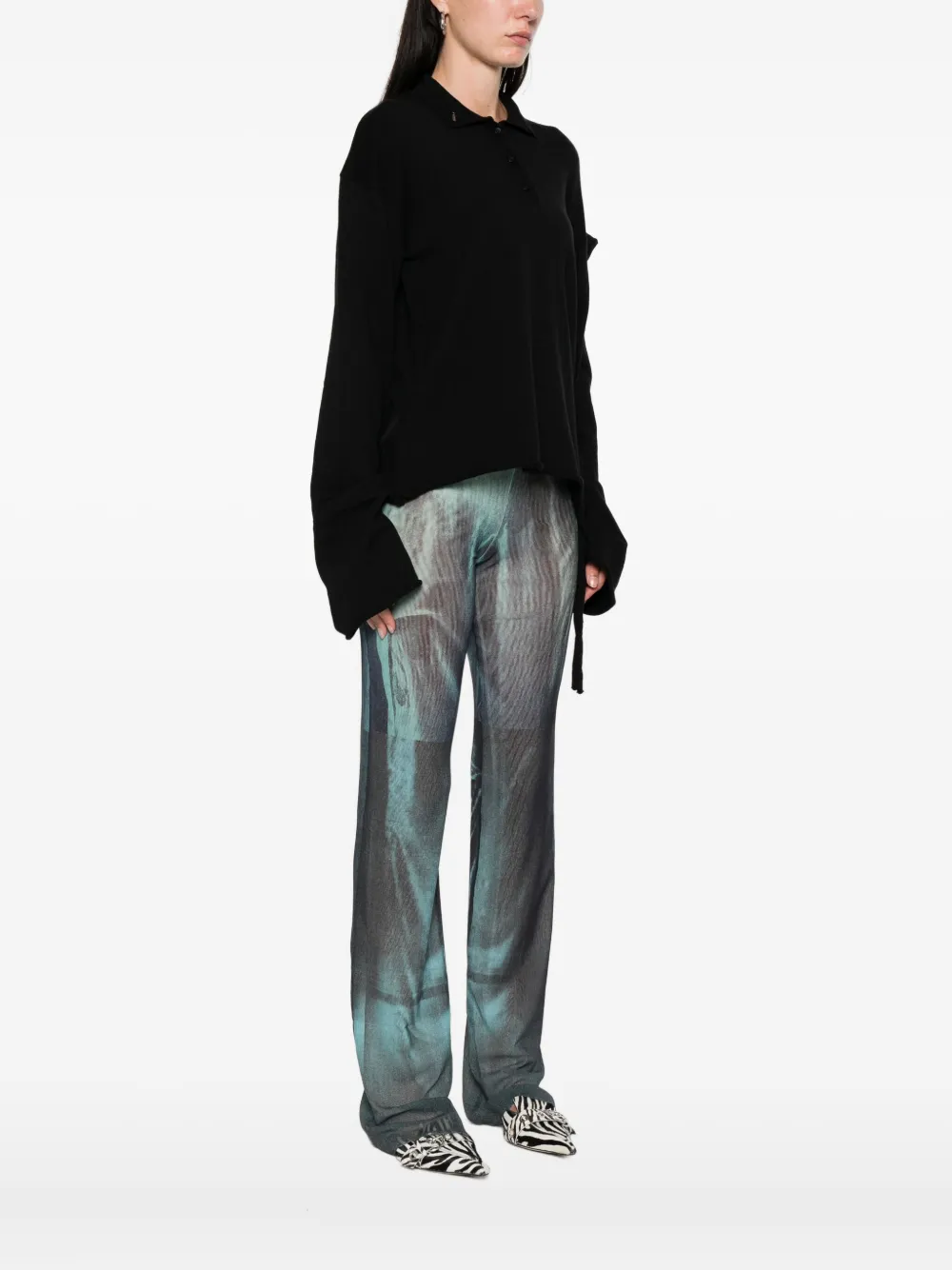 Ottolinger button-fastening asymmetric knitwear Zwart