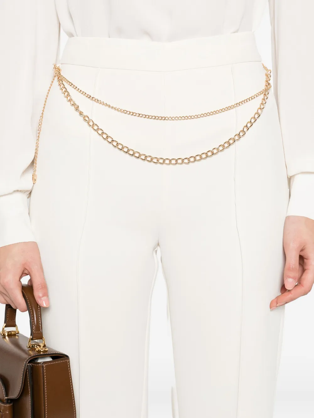 TWINSET chain-embellished trousers Beige