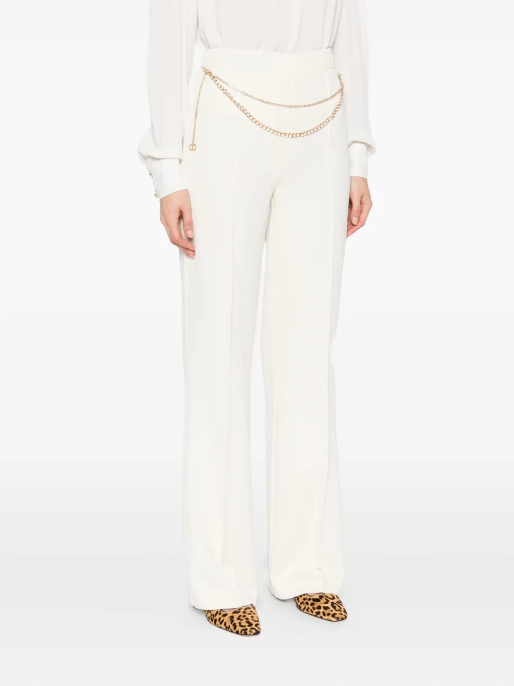 TWINSET chain-embellished trousers Beige