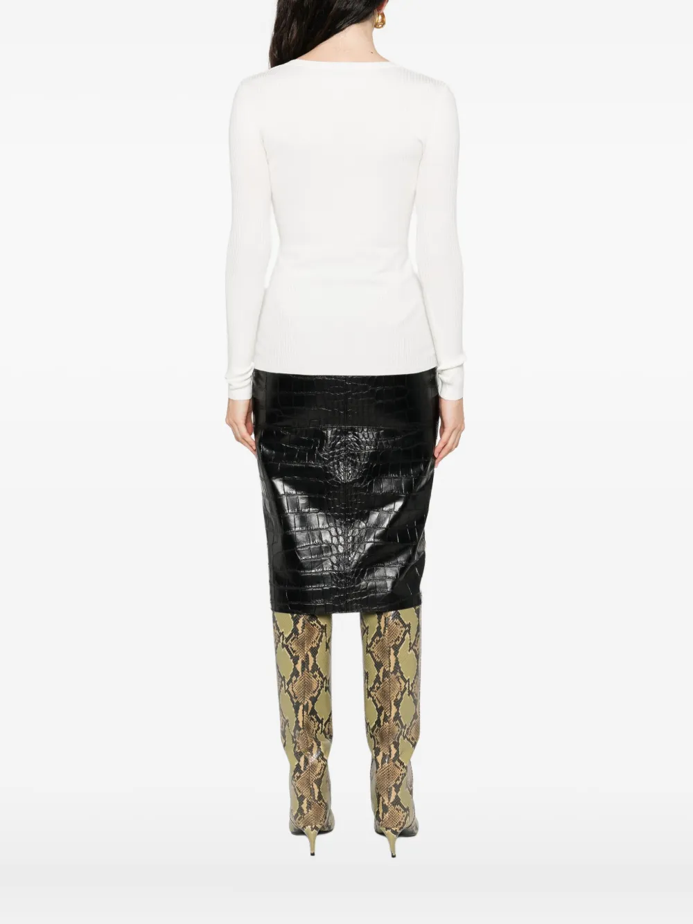 Elisabetta Franchi button-detailed ribbed top Wit