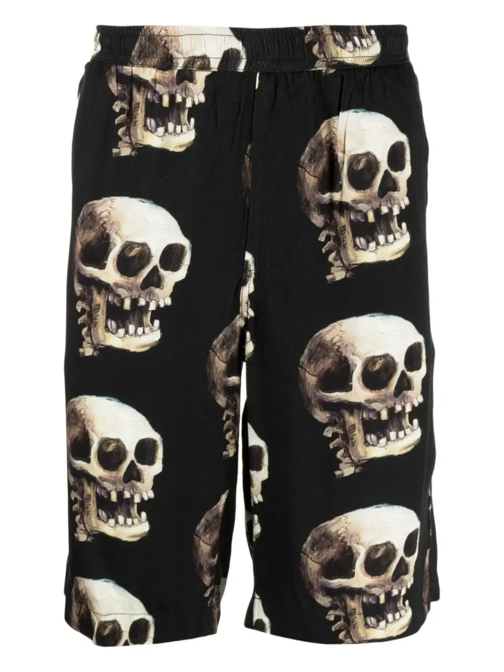 Endless Joy Zwembroek met elastische taille en doodskopprint Zwart