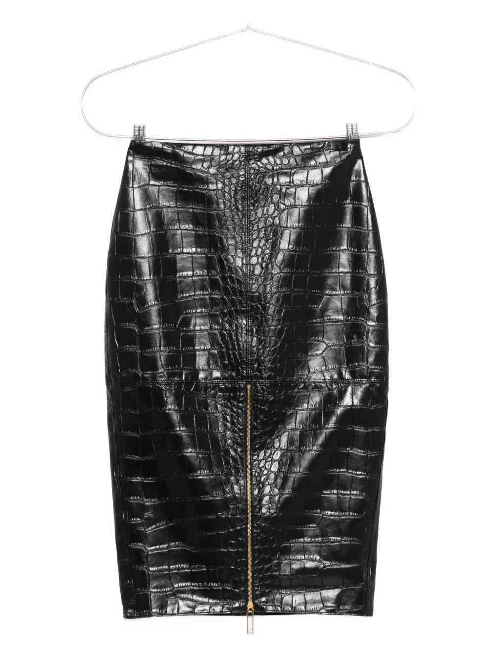 Elisabetta Franchi Crocodile-embossed Zip-detail Skirt In Black