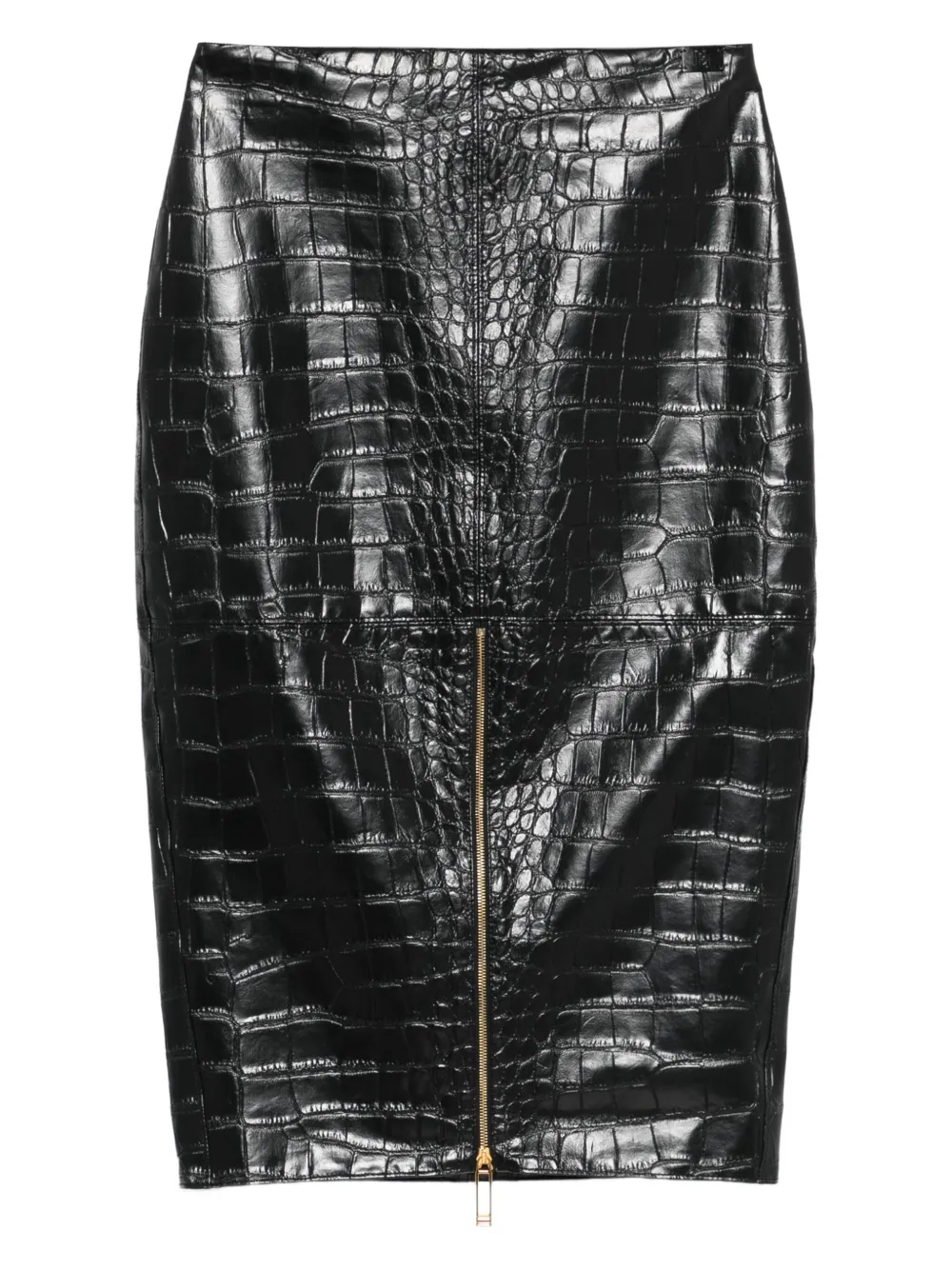 Elisabetta Franchi crocodile-effect zip-front skirt Zwart