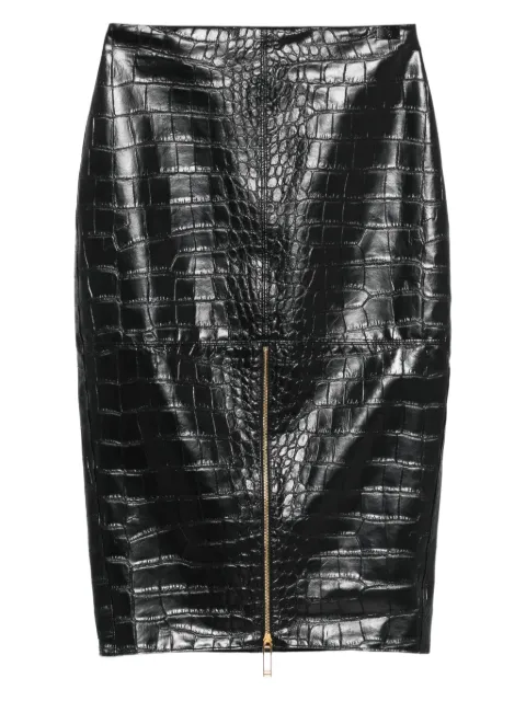 Elisabetta Franchi crocodile-effect zip-front skirt