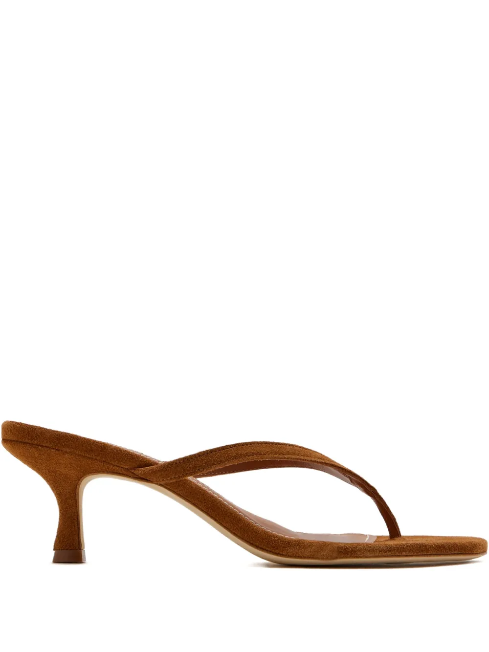 Staud 60mm Suede Thong Sandals In Brown