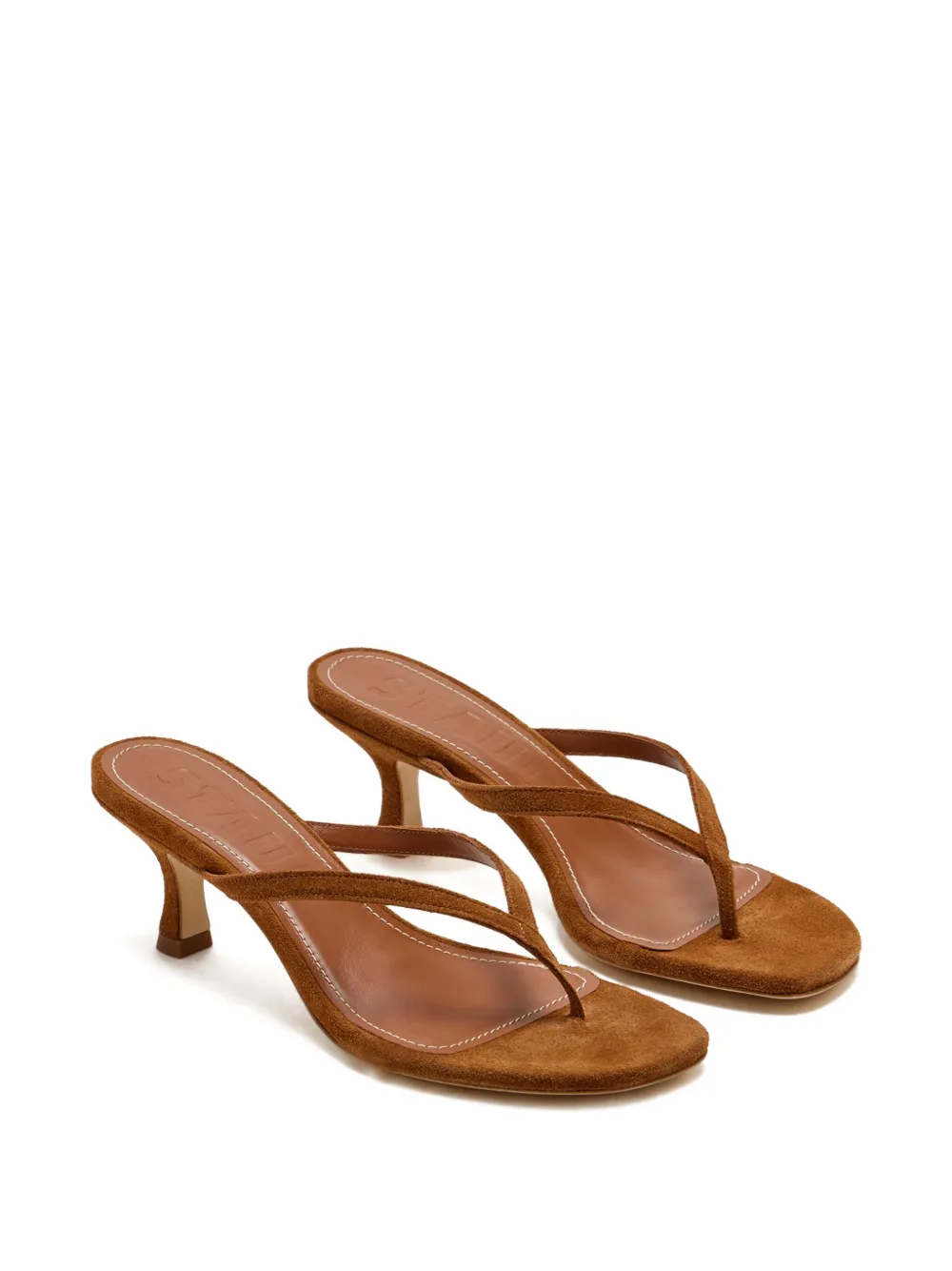 STAUD 60mm suede thong sandals Brown
