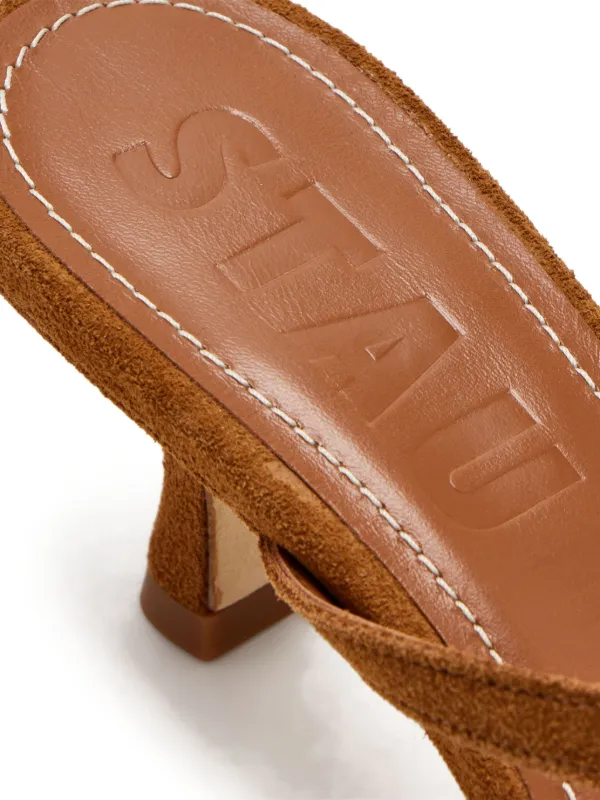 STAUD 60mm Suede Thong Sandals | Brown | FARFETCH