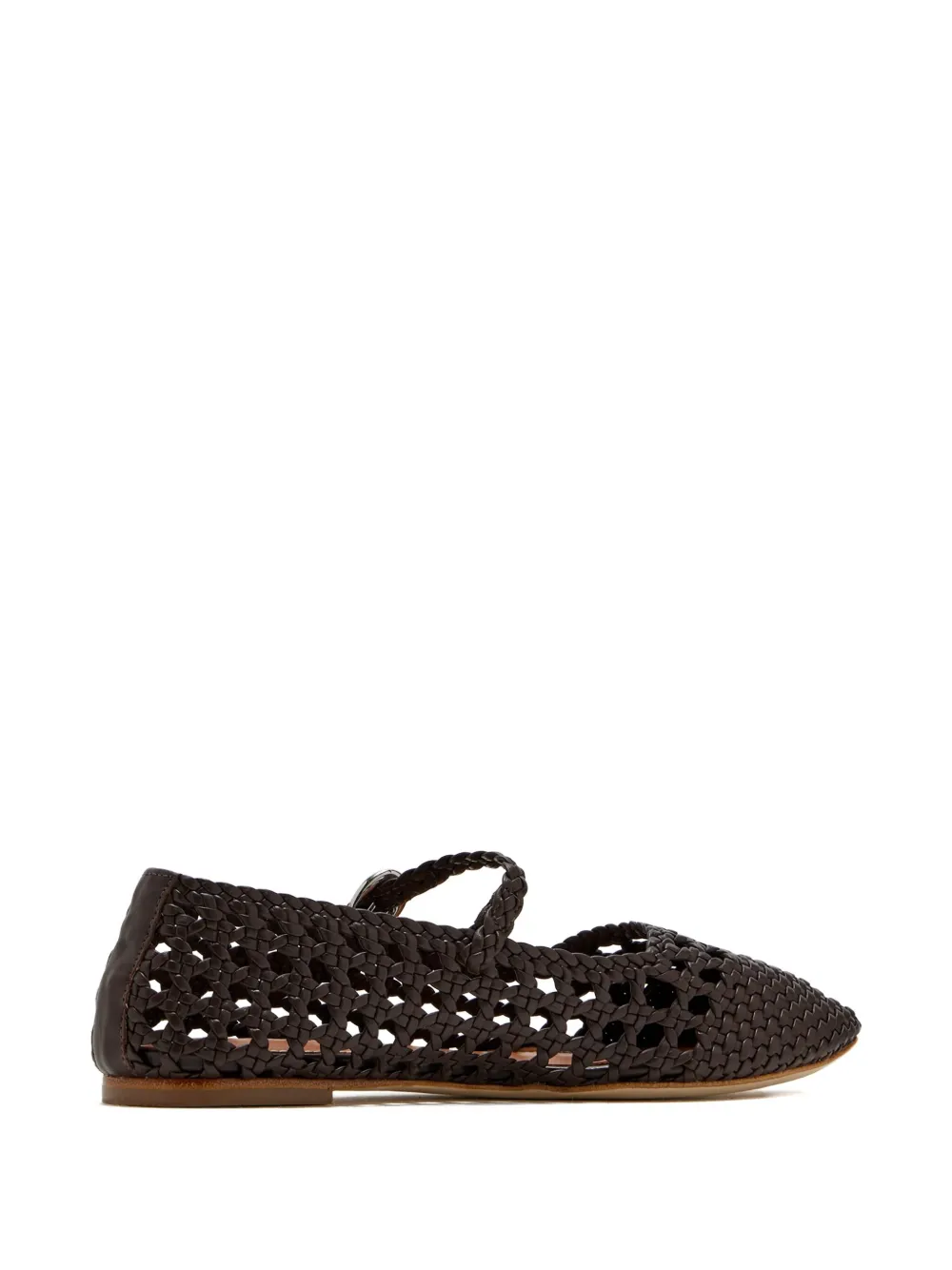 STAUD Nell Mary Jane buckled ballet flats Brown