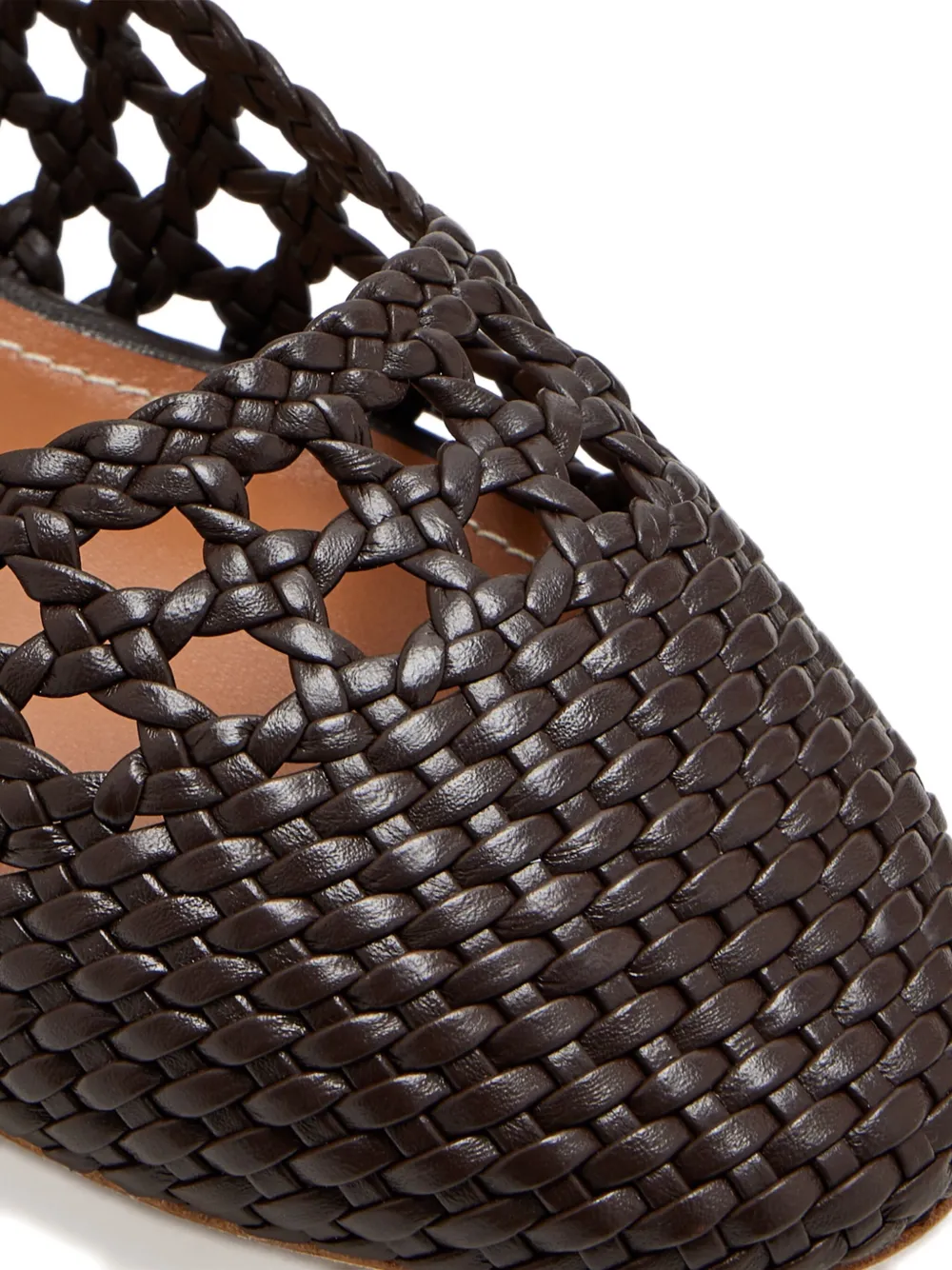 STAUD Nell Mary Jane buckled ballet flats Brown