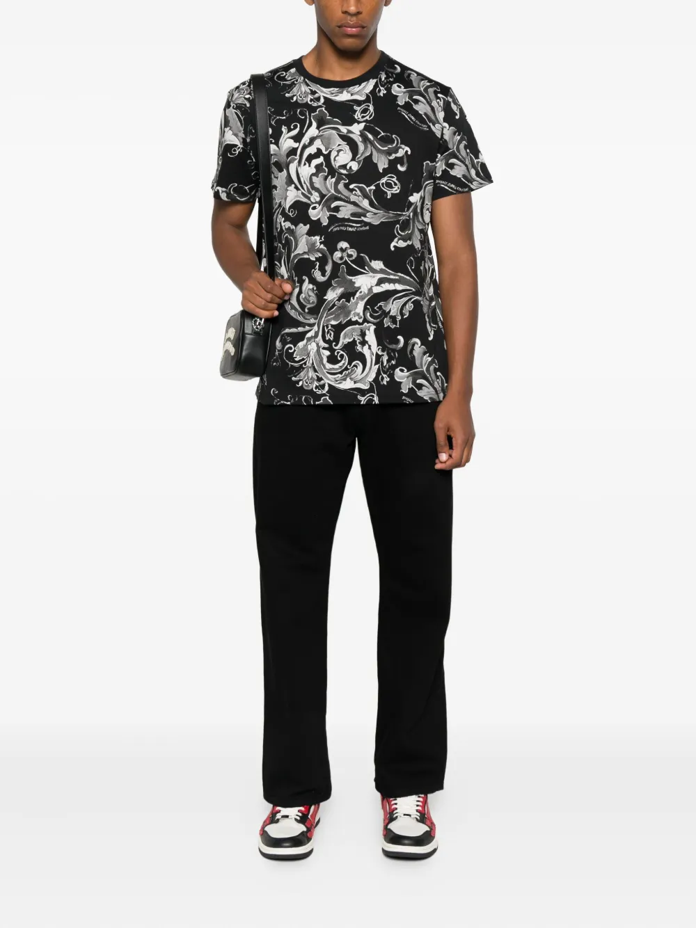 Versace Jeans Couture T-shirt met barokprint Zwart