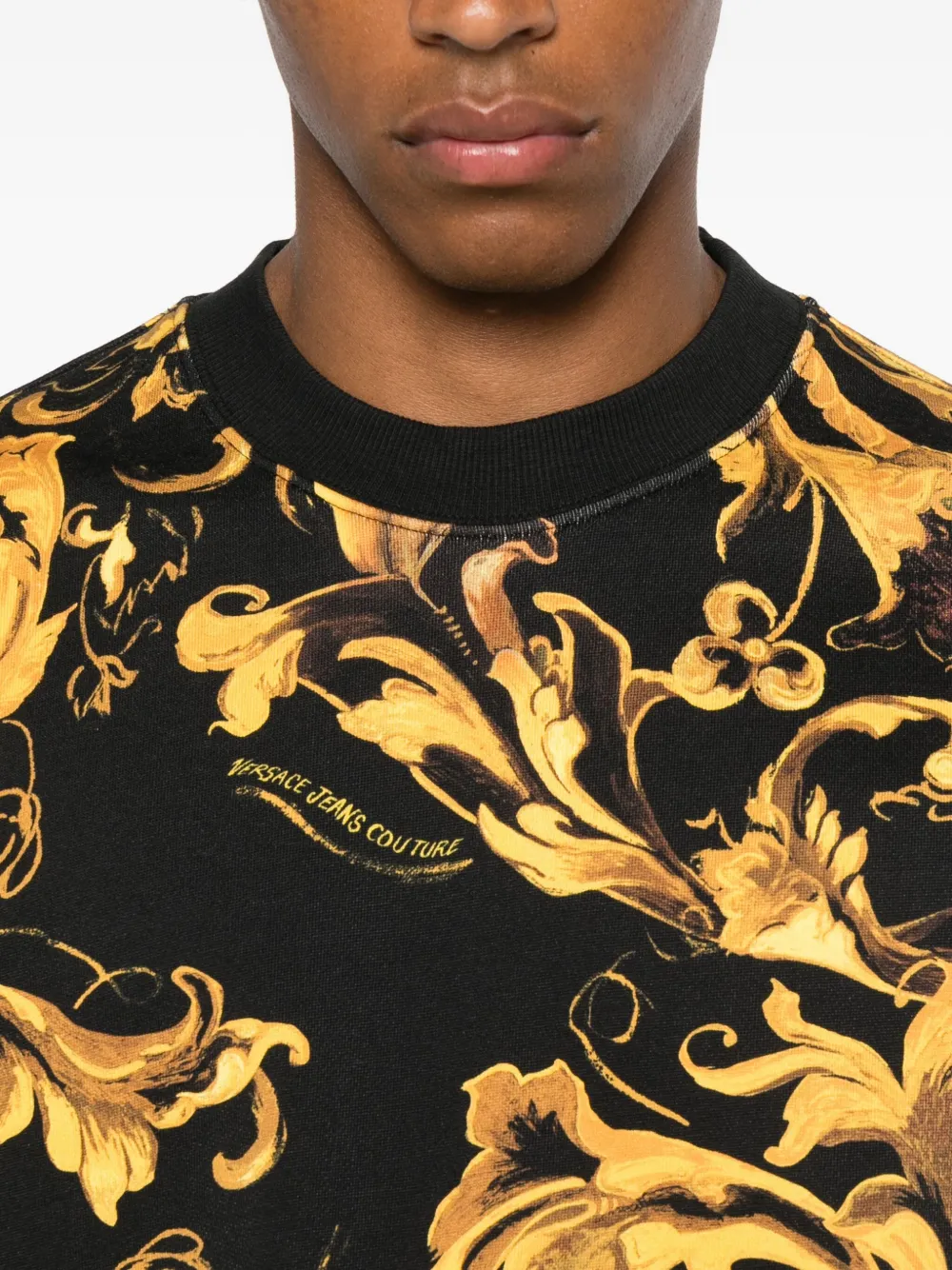 Versace Jeans Couture Sweater met barokprint Zwart