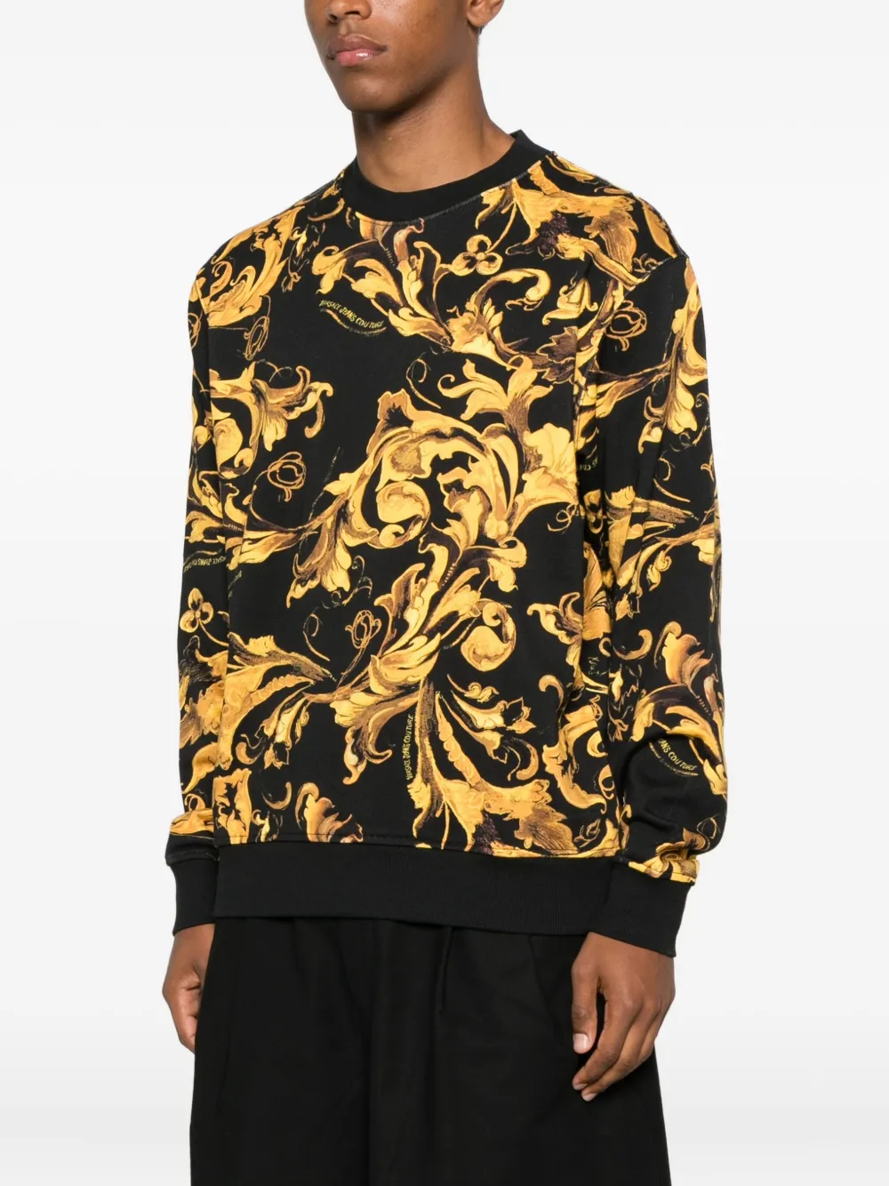 Versace Jeans Couture Sweater met barokprint Zwart