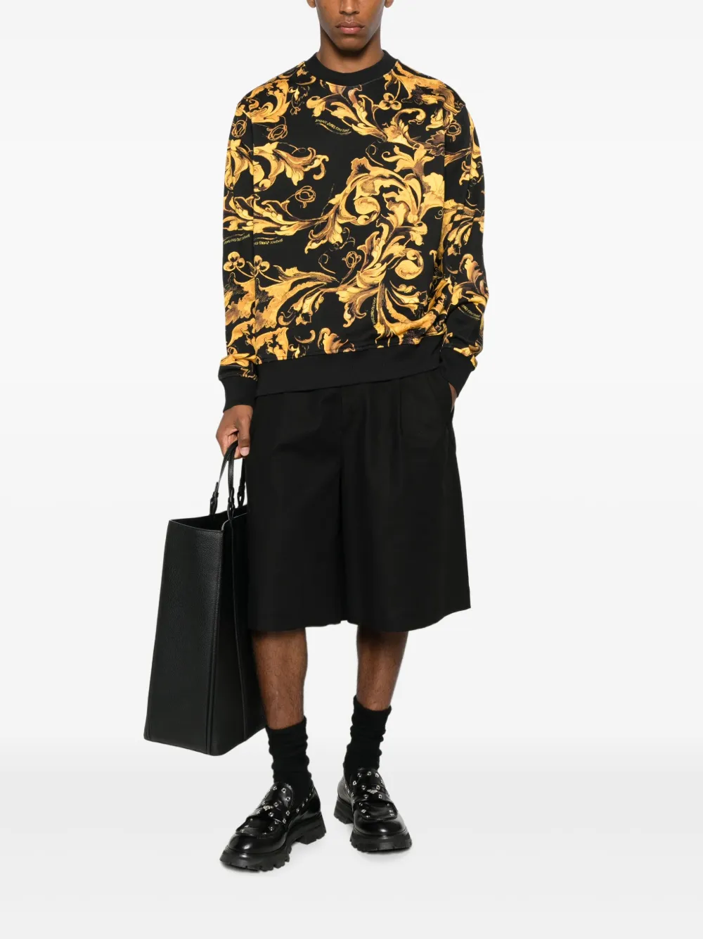 Versace Jeans Couture Sweater met barokprint Zwart