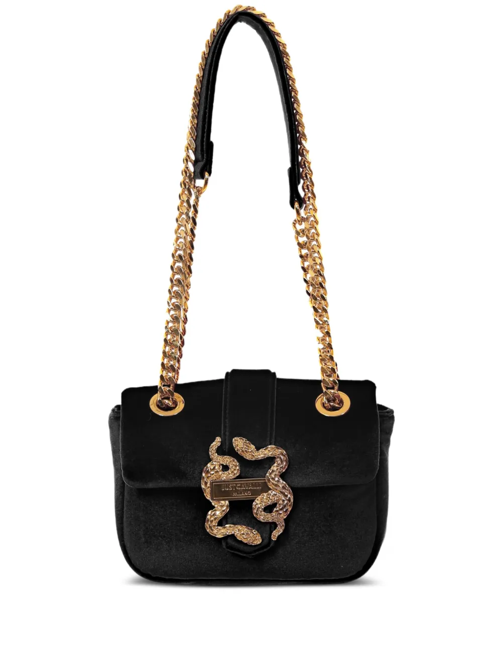 snake-buckle velvet cross body bag
