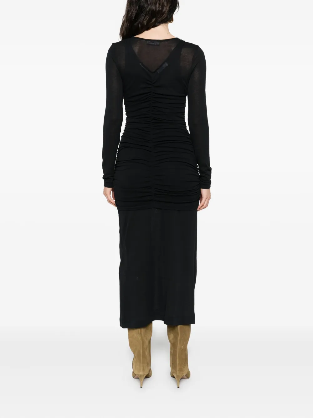 BITE Studios Rigel layered gathered dress Zwart