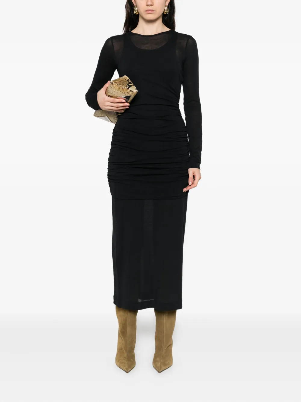 BITE Studios Rigel layered gathered dress Zwart