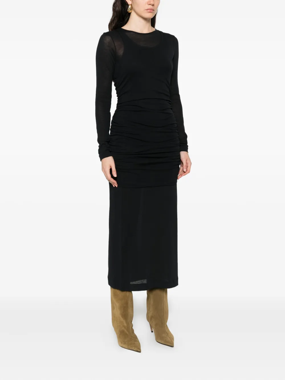 BITE Studios Rigel layered gathered dress Zwart