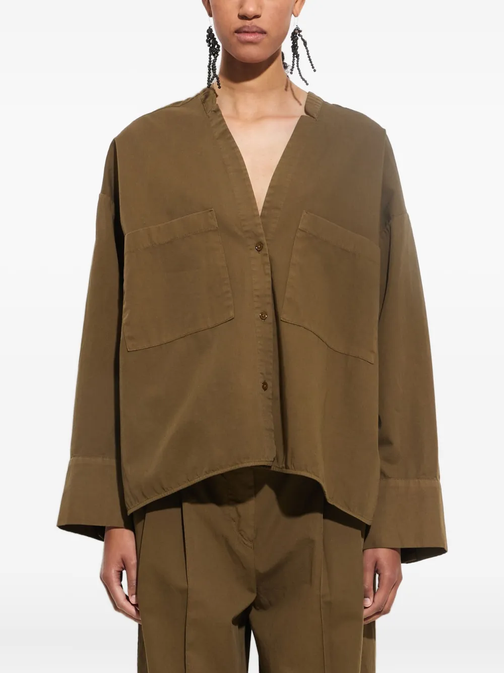 Christian Wijnants Tashvid V-neck Shirt In Brown