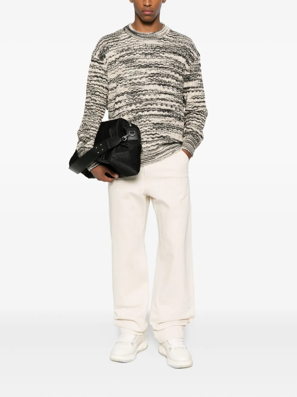 Axel Arigato marl-knit crew-neck sweater Zwart