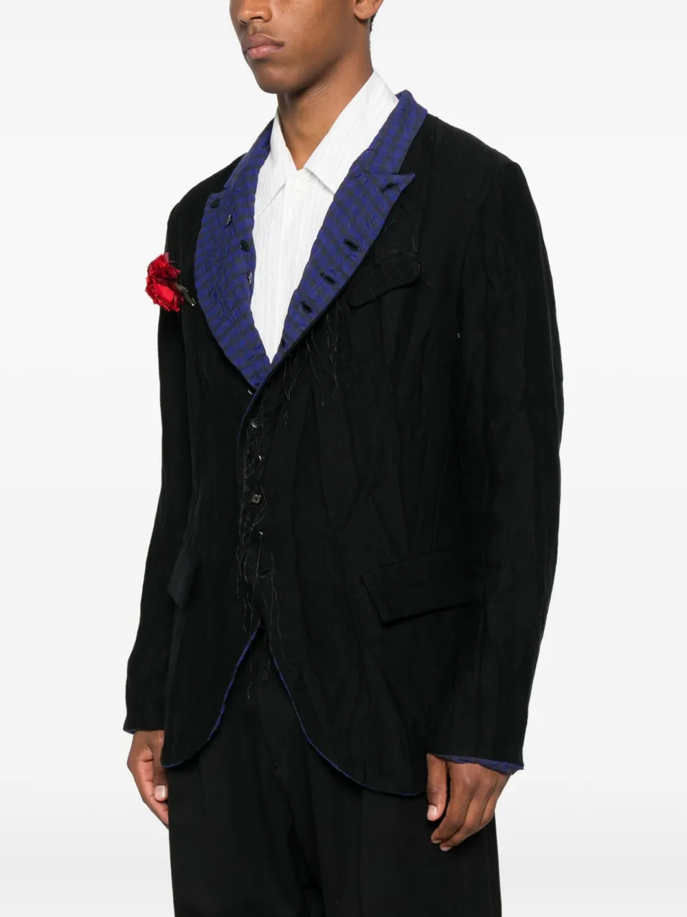 ARCHIVIO J.M. Ribot Gewatteerde blazer verfraaid met rozen Zwart