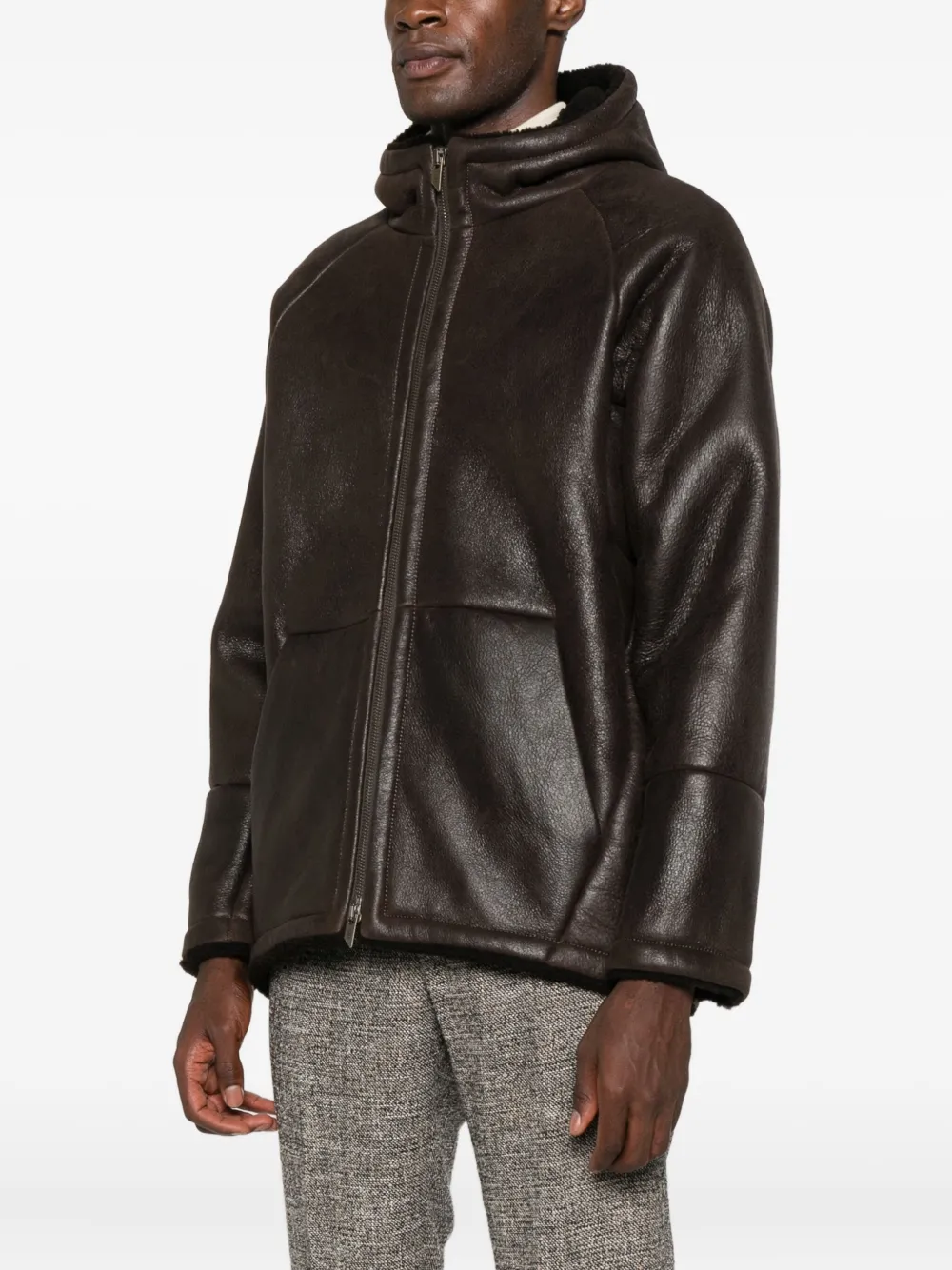 Salvatore Santoro Hooded Leather Jacket In Brown