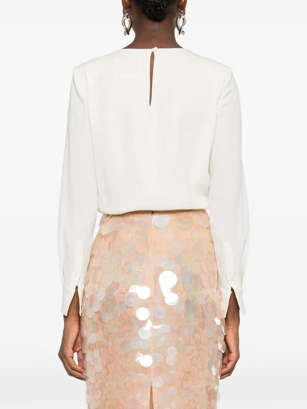 Roland Mouret Button-embellished Bodysuit In Neutral