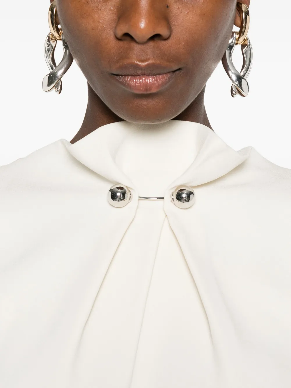 Roland Mouret Button-embellished Bodysuit In Neutral