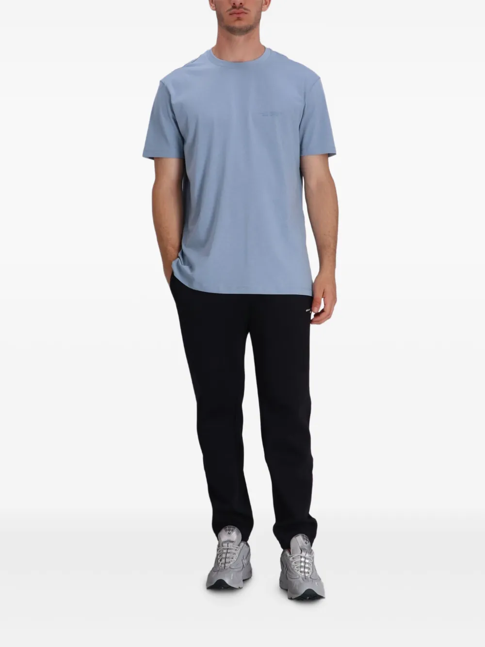 Armani Exchange Katoenen T-shirt met borduurwerk Blauw