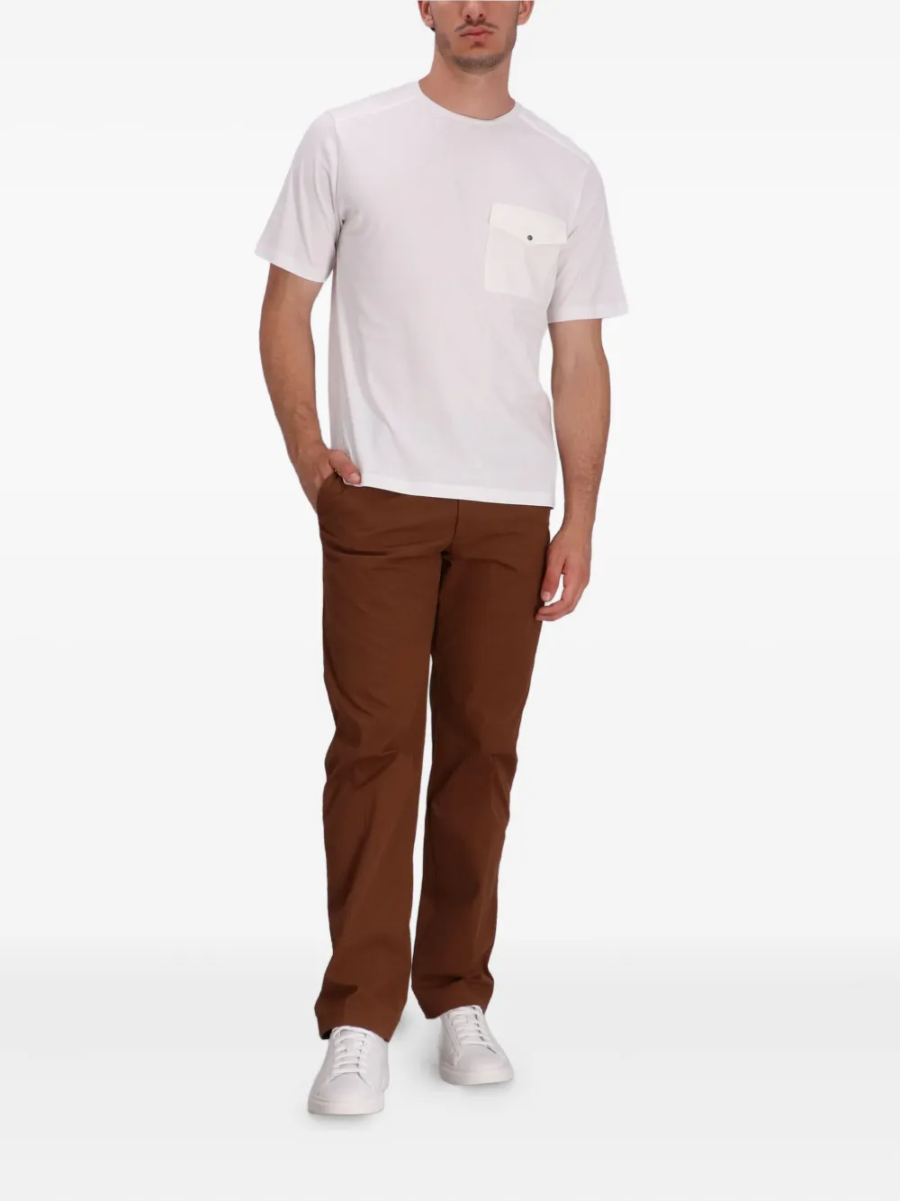 Herno Katoenen T-shirt met borstzak - Wit