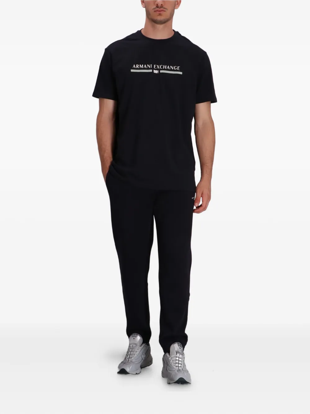 Armani Exchange Katoenen T-shirt met logoprint - Zwart