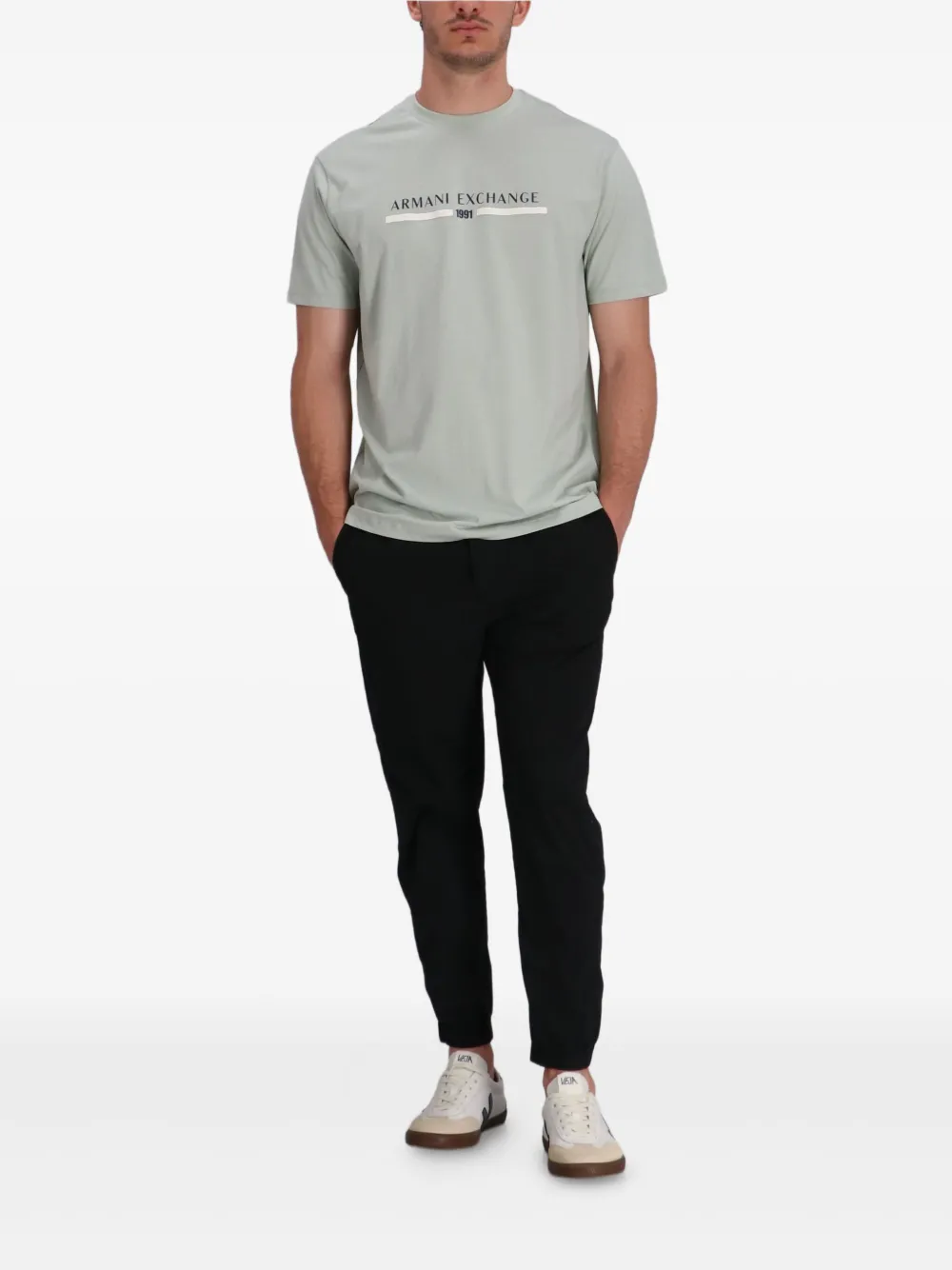 Armani Exchange Katoenen T-shirt met logoprint Groen