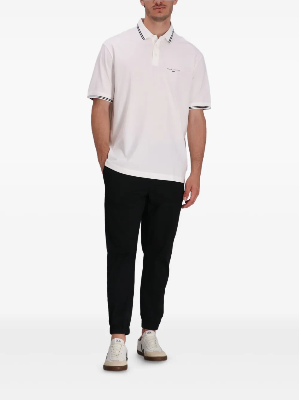 Armani Exchange tipped-collar polo shirt Wit
