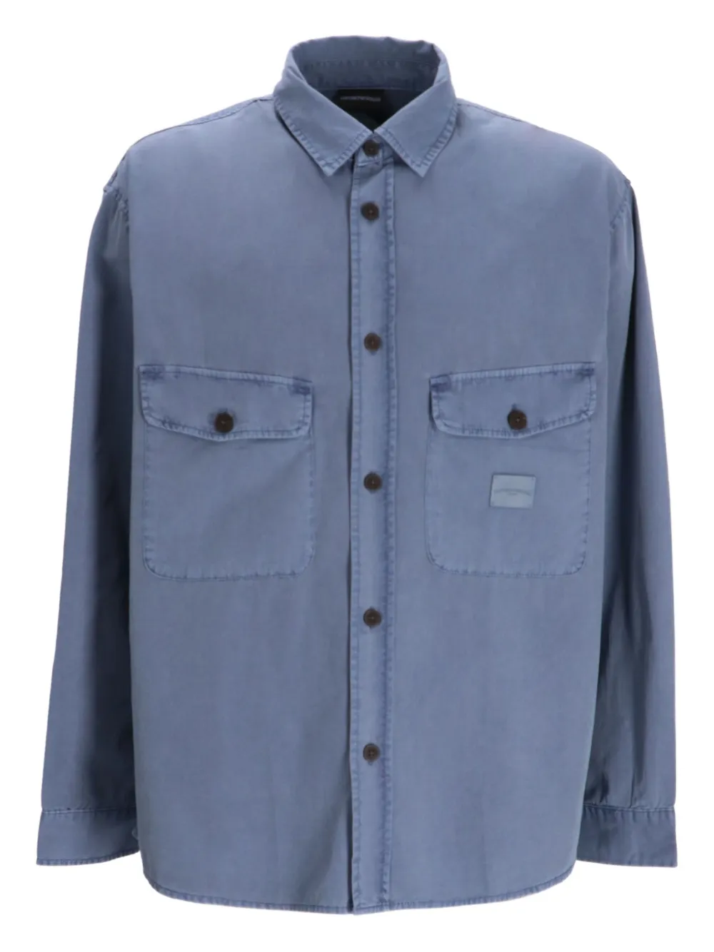 Emporio Armani Katoenen shirtjack met dubbele zak Blauw