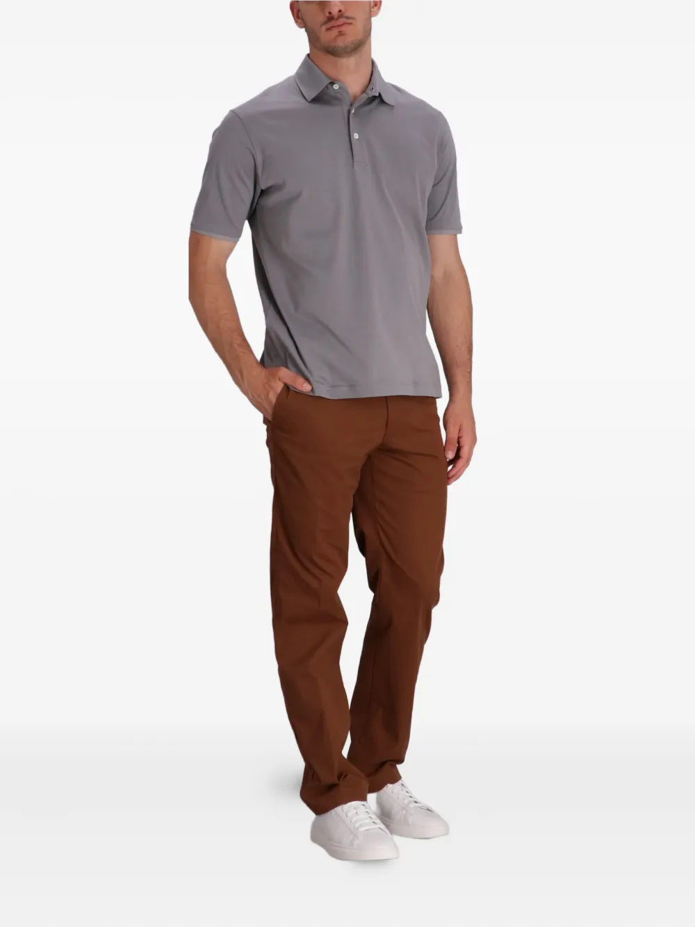 Herno Katoenen poloshirt met korte mouwen - Grijs