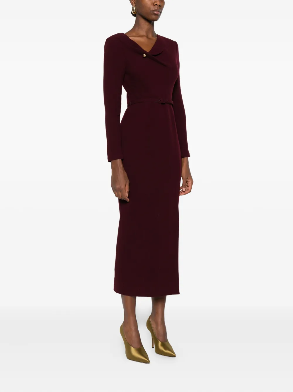 Roland Mouret Jurk met ceintuur en col Rood