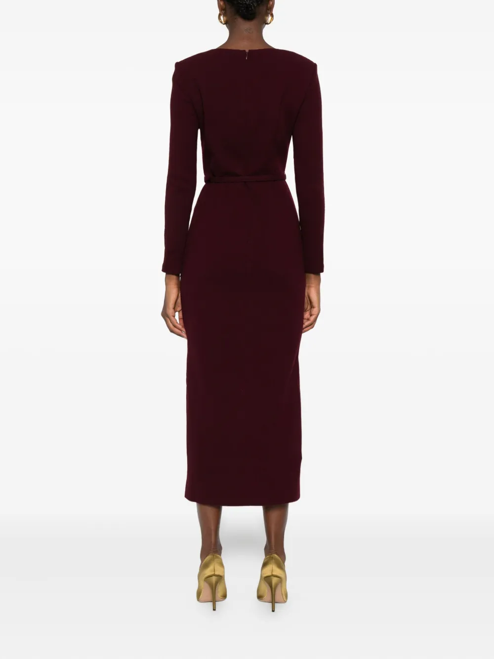 Roland Mouret Jurk met ceintuur en col Rood