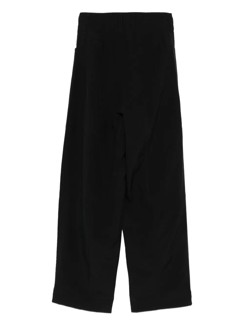 Róhe Broek met knoopmanchetten - Zwart
