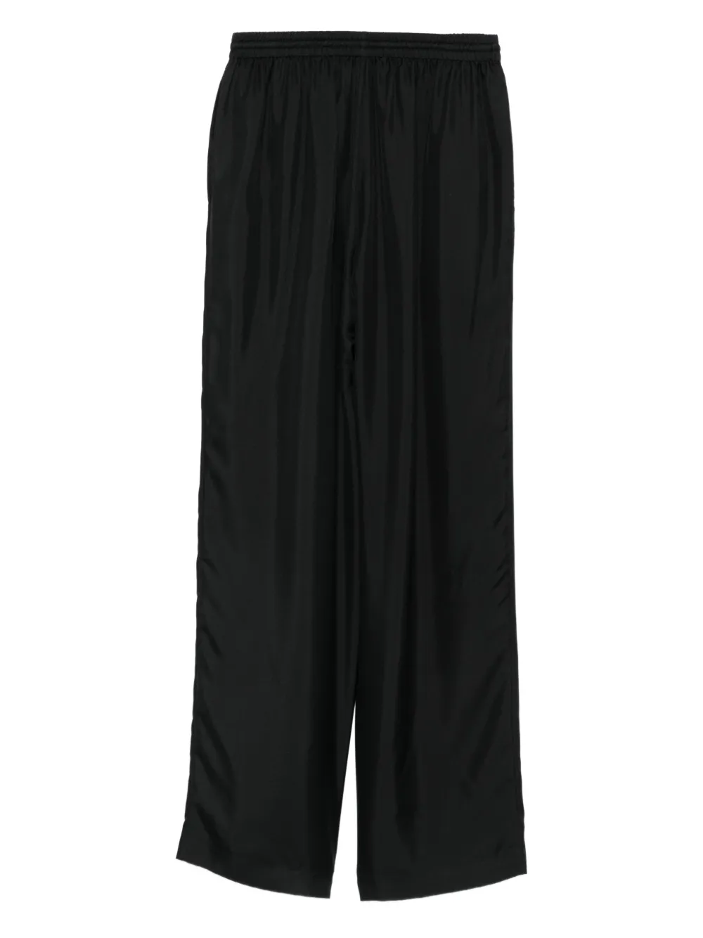 Róhe Broek met trekkoordtaille - Zwart