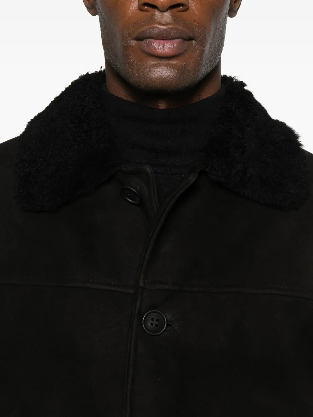 Salvatore Santoro Shearling-collar Coat In Black