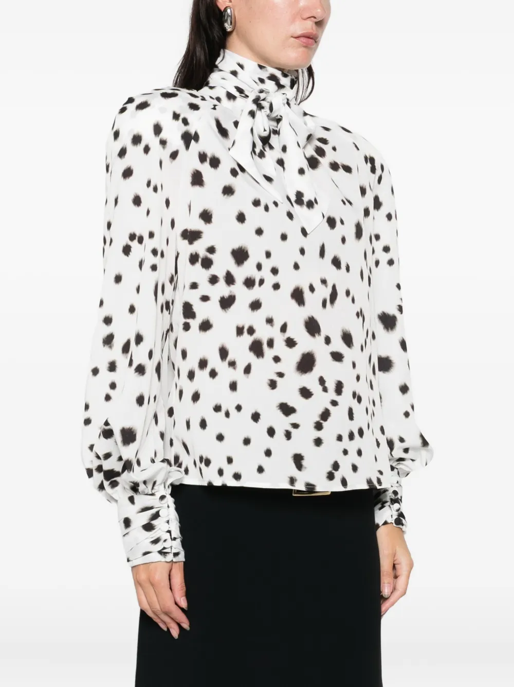 Rowen Rose Dalmatian-pattern Blouse In White