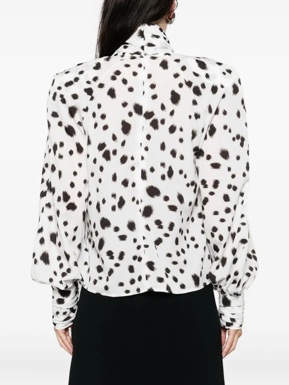 Rowen Rose Dalmatian-pattern Blouse In White
