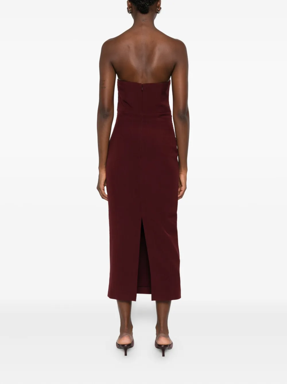 Roland Mouret Sequin One-shoulder Dress In Burgundy
