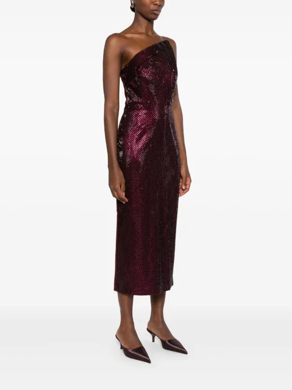 roland mouret burgundy dress Asymmetrical Draped Neck Belted Wool Dress Mulberry  Roland Mouret
