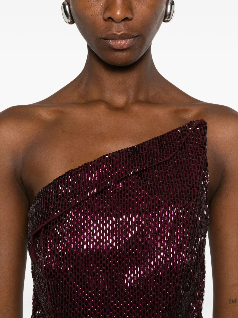 Roland Mouret Asymmetrische jurk met pailletten Rood
