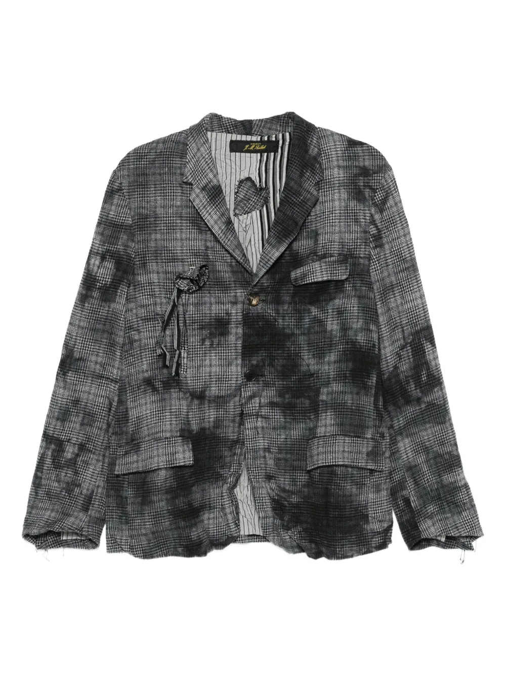 ARCHIVIO  J.M. Ribot checked frayed-sleeve jacket | Grey | Image 1